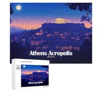 500 PCS Rompecabezas para Adultos Athens Acropolis Greece Nightscape Illustration Rompecabezas para Adultos Juguete Decoración De Pared Mejorar La Memoria Regalos para Amigos Y Familiares 500 PCS