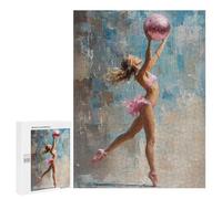 500 PCS Rompecabezas para Adultos Ballerina with Pink Ball Painting Gymnast in Motion with Pink Ball Rompecabezas para Adultos Juegos Familiares Regalos para Mujeres Interacción Entre Padres E Hijos