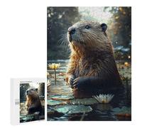 500 PCS Rompecabezas para Adultos Beaver in Water Lily Pond Rompecabezas para Adultos Juego De Ingenio Pero Divertido Y Humorístico Actividades Divertidas En Casa, 500 PCS