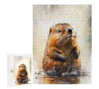 500 PCS Rompecabezas para Adultos Beaver Watercolor Drawing Rompecabezas para Adultos Juguetes Antiestrés Una Obra De Arte Difícil Y Desafiante 500 PCS