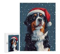 500 PCS Rompecabezas para Adultos Bernese Mountain Dog in Santa Hat Christmas Dog Wall Art Rompecabezas para Adultos Juguete Decoración De Pared Decoración del Hogar 500 PCS