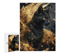 500 PCS Rompecabezas para Adultos Black and Gold Cat Angel Rompecabezas para Adultos Juguetes Antiestrés Una Obra De Arte Difícil Y Desafiante 500 PCS