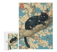 500 PCS Rompecabezas para Adultos Black Cat Sakura Tree Rompecabezas para Adultos Juego De Ingenio Pero Divertidos Y Regalos Humorísticos para Amigos Y Familiares 500 PCS