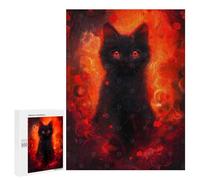 500 PCS Rompecabezas para Adultos Black Cat with Red Eyes Art Rompecabezas para Adultos Juguetes De Bricolaje Decoración del Hogar Difíciles Y Desafiantes 500 PCS