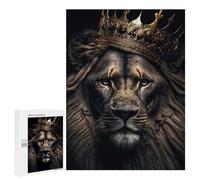 500 PCS Rompecabezas para Adultos Black Lion King on Gold Rompecabezas para Adultos Mejora La Memoria Actividades Divertidas En Casa 500 PCS