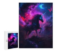 500 PCS Rompecabezas para Adultos Black Unicorn in Nebula Rompecabezas para Adultos Juegos Relajantes Corte De Precisión Cumpleaños Y Navidad 500 PCS