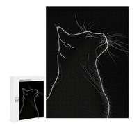 500 PCS Rompecabezas para Adultos Black White Cute Cat Silhouette Rompecabezas para Adultos Juguetes Antiestrés Una Obra De Arte Difícil Y Desafiante 500 PCS
