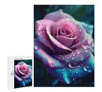 500 PCS Rompecabezas para Adultos Blue and Pink Rose in Rain Rompecabezas para Adultos Juguetes Antiestrés Una Obra De Arte Difícil Y Desafiante 500 PCS