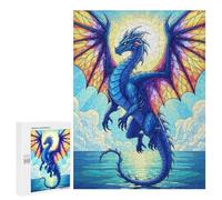 500 PCS Rompecabezas para Adultos Blue Dragon Over Water Rompecabezas para Adultos Juguetes De Bricolaje Decoración del Hogar Difíciles Y Desafiantes 500 PCS