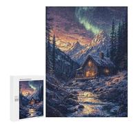500 PCS Rompecabezas para Adultos Cabin in The Snow Mountains Rompecabezas para Adultos Juegos Divertidos Alivia El Estrés Desafiante De Completar 500 PCS