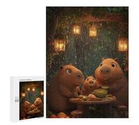 500 PCS Rompecabezas para Adultos Capybara Family Dinner in The Rain Rompecabezas para Adultos Juegos De Relajación Regalos para Mujeres Regalos De Cumpleaños 500 PCS