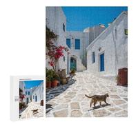 500 PCS Rompecabezas para Adultos Cat in A Greek Town Paros Juego Familiar De Rompecabezas Análisis Y Lógica Interacción Entre Padres E Hijos 500 PCS