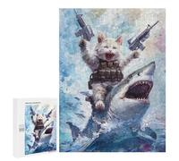 500 PCS Rompecabezas para Adultos Cat Riding Shark Rompecabezas para Adultos Juguetes De Bricolaje Decoración del Hogar Difíciles Y Desafiantes 500 PCS
