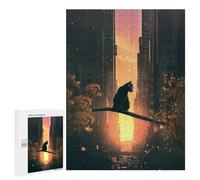 500 PCS Rompecabezas para Adultos Cat, Sunset and City Rompecabezas para Adultos Juguete Decoración De Pared Decoración del Hogar 500 PCS