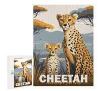 500 PCS Rompecabezas para Adultos Cheetah Mother and Cub Rompecabezas para Adultos Juguetes De Bricolaje Decoración del Hogar Difíciles Y Desafiantes 500 PCS