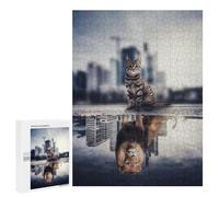 500 PCS Rompecabezas para Adultos City Cat Reflections Rompecabezas para Adultos Juguetes Antiestrés Decoración del Hogar Cumpleaños Y Navidad 500 PCS