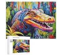 500 PCS Rompecabezas para Adultos Colorful Crocodile in Lush Jungle Rompecabezas para Adultos Juguetes Antiestrés Decoración del Hogar Cumpleaños Y Navidad 500 PCS