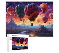 500 PCS Rompecabezas para Adultos Colorful Hot Air Balloons Over Mountains Rompecabezas Juguetes Antiestrés Regalos para Mujeres Difíciles Y Desafiantes 500 PCS