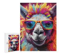 500 PCS Rompecabezas para Adultos Colorful Llama with Sunglasses Rompecabezas Juguetes Antiestrés Regalos para Mujeres Difíciles Y Desafiantes 500 PCS