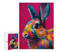 500 PCS Rompecabezas para Adultos Colorful Rabbit Portrait Rompecabezas para Adultos Juego De Ingenio Pero Divertidos Y Regalos Humorísticos para Amigos Y Familiares 500 PCS