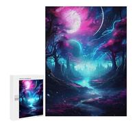 500 PCS Rompecabezas para Adultos Colorful Trees River Moon Rompecabezas para Adultos Juego De Ingenio Pero Divertidos Y Regalos Humorísticos para Amigos Y Familiares 500 PCS