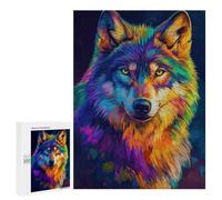 500 PCS Rompecabezas para Adultos Colorful Wolf Portrait Juego Familiar De Rompecabezas Análisis Y Lógica Interacción Entre Padres E Hijos 500 PCS