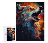 500 PCS Rompecabezas para Adultos Colorful Wolf Portrait Rompecabezas Juguetes Antiestrés Regalos para Mujeres Difíciles Y Desafiantes 500 PCS