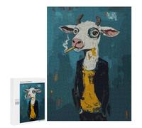 500 PCS Rompecabezas para Adultos Cool Cow with Cigarette Rompecabezas para Adultos Juguete Decoración De Pared Arte De Pared Desafiante De Completar 500 PCS