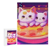 500 PCS Rompecabezas para Adultos Couple Cat and Fizza Rompecabezas para Adultos Juguetes Antiestrés Una Obra De Arte Difícil Y Desafiante 500 PCS