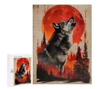 500 PCS Rompecabezas para Adultos Crimson Moon Wolf Call Rompecabezas para Adultos Juguete Decoración De Pared Mejora Los Recuerdos Regalos para Amigos Y Familiares 500 PCS