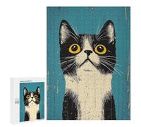 500 PCS Rompecabezas para Adultos Curious Vintage Cat Portrait Rompecabezas para Adultos Juegos Divertidos Vacaciones En Casa Matar El Tiempo Regalos De Cumpleaños Y Únicos 500 PCS