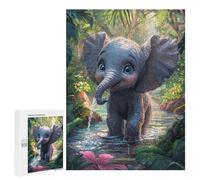 500 PCS Rompecabezas para Adultos Cute Elephant in Jungle Stream Rompecabezas para Adultos Juguete Decoración De Pared Mejora Los Recuerdos Regalos para Amigos Y Familiares 500 PCS