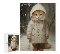 500 PCS Rompecabezas para Adultos Cute Ginger Kitten in Snow Juego Familiar De Rompecabezas Análisis Y Lógica Interacción Entre Padres E Hijos 500 PCS
