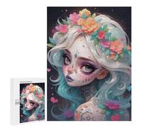 500 PCS Rompecabezas para Adultos Cute Sugar Skull Girl Rompecabezas para Adultos Juguete Decoración De Pared Mejora Los Recuerdos Regalos para Amigos Y Familiares 500 PCS