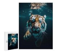 500 PCS Rompecabezas para Adultos Diving Tiger in Blue Water Rompecabezas para Adultos Juegos Divertidos Alivia El Estrés Desafiante De Completar 500 PCS