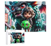 500 PCS Rompecabezas para Adultos Dragon and Child in Cityscape Rompecabezas para Adultos Juguete Decoración De Pared Pero Divertido Y Humorístico Desafiante De Completar 500 PCS