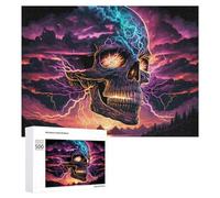 500 PCS Rompecabezas para Adultos Electric Storm Skull Art Print Rompecabezas para Adultos Juegos De Relajación Regalo De Cumpleaños Cumpleaños Y Navidad 500 PCS