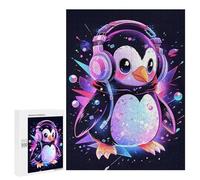 500 PCS Rompecabezas para Adultos Elegant Penguin Headphones Rompecabezas para Adultos Juguete Decoración De Pared Mejora Los Recuerdos Regalos para Amigos Y Familiares 500 PCS