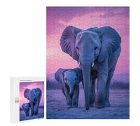 500 PCS Rompecabezas para Adultos Elephant Family at Sunset Rompecabezas para Adultos Juguetes De Bricolaje Análisis Y Lógica Cumpleaños Y Navidad 500 PCS