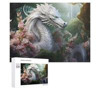 500 PCS Rompecabezas para Adultos Enchanted White Dragon Amidst Blossoms Rompecabezas para Adultos Juguete Decoración De Pared Pero Divertido Y Humorístico Desafiante De Completar 500 PCS