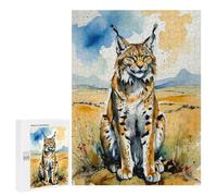 500 PCS Rompecabezas para Adultos Eurasian Lynx Watercolor Painting Rompecabezas para Adultos Juegos Divertidos Vacaciones En Casa Matar El Tiempo Regalos De Cumpleaños Y Únicos 500 PCS