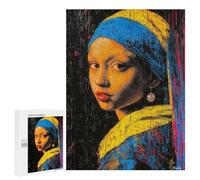 500 PCS Rompecabezas Para Adultos Expressionist Girl with A Pearl Earring - Bold Contemporary Art Reinterpretation Rompecabezas Para Adultos Juegos Divertidos Vacaciones En Casa Matar El Tiempo Regalo