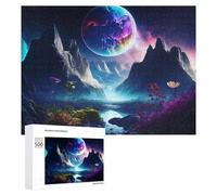 500 PCS Rompecabezas para Adultos Fantasy Planet Over Mountain Range Rompecabezas para Adultos Juegos De Relajación Regalo De Cumpleaños Cumpleaños Y Navidad 500 PCS
