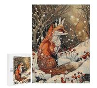 500 PCS Rompecabezas para Adultos Fox in Winter Wonderland Art Nouveau Rompecabezas para Adultos Juegos De Relajación Regalos para Mujeres Regalos De Cumpleaños 500 PCS