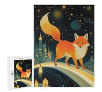 500 PCS Rompecabezas para Adultos Fox on A Starry Night Rompecabezas para Adultos Juguete Decoración De Pared Arte De Pared Desafiante De Completar 500 PCS