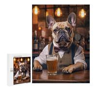 500 PCS Rompecabezas para Adultos French Bulldog in The Pub Rompecabezas para Adultos Juguete Decoración De Pared Mejora Los Recuerdos Regalos para Amigos Y Familiares 500 PCS