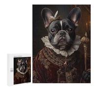 500 PCS Rompecabezas para Adultos French Bulldog Renaissance King Regal Pet Portrait Rompecabezas para Adultos Juego De Ingenio Pero Divertidos Y Regalos Humorísticos para Amigos Y Familiares 500 PCS