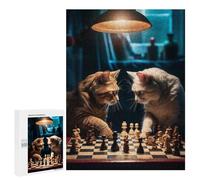 500 PCS Rompecabezas para Adultos Funny Cats Playing Chess Rompecabezas para Adultos Juegos Relajantes Corte De Precisión Cumpleaños Y Navidad 500 PCS