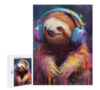 500 PCS Rompecabezas para Adultos Funny Sloth DJ Rompecabezas para Adultos Juego De Ingenio Pero Divertidos Y Regalos Humorísticos para Amigos Y Familiares 500 PCS