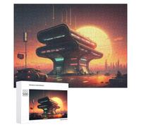 500 PCS Rompecabezas para Adultos Future City Sunset Drive-In Rompecabezas para Adultos Juguete Decoración De Pared Pero Divertido Y Humorístico Desafiante De Completar 500 PCS